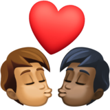 亲吻: 成人成人中等肤色较深肤色emoji素材一 160x160像素