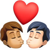 亲吻: 成人成人中等肤色较浅肤色emoji素材一 160x160像素