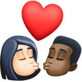 亲吻: 女人男人较浅肤色较深肤色emoji素材一 160x160像素
