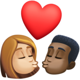 亲吻: 女人男人中等-浅肤色较深肤色emoji素材一 160x160像素