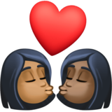 亲吻: 女人女人中等-深肤色较深肤色emoji素材一 160x160像素