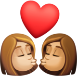 亲吻: 女人女人中等-浅肤色中等肤色emoji素材一 160x160像素