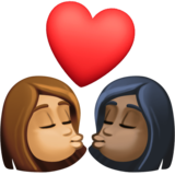 亲吻: 女人女人中等肤色较深肤色emoji素材一 160x160像素
