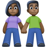 男女牵手:深色肤色emoji素材一 160x160像素