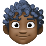 男士:深色肤色,卷发emoji素材一 160x160像素