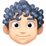 男:肤色浅,卷发emoji素材一 160x160像素