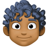男士:中深色肤色,卷发emoji素材一 160x160像素