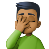 单手捂脸的男人:中等深色肤色emoji素材一 160x160像素