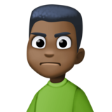 男人皱眉：深色肤色emoji素材一 160x160像素