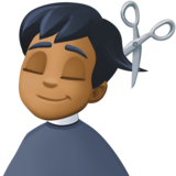 男士理发:中等深色肤色emoji素材一 160x160像素