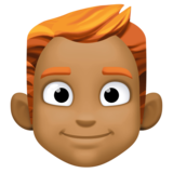 男士:中黑肤色,红发emoji素材一 160x160像素