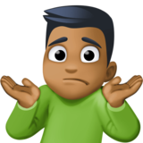 男人耸肩:中黑肤色emoji素材一 160x160像素