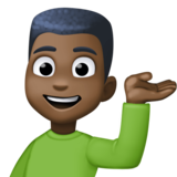 单手举起的男人:深色肤色emoji素材一 160x160像素