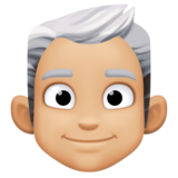男士:中浅肤色,白发emoji素材一 160x160像素