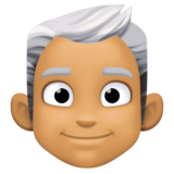 男士:中等肤色,白发emoji素材一 160x160像素