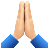 双手合十、祈祷的手:浅肤色emoji素材一 160x160像素