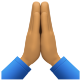 双手合十、祈祷的手:中等肤色emoji素材一 160x160像素