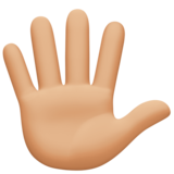 手指张开的手:中等浅肤色emoji素材一 160x160像素