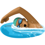 游泳者:中黑肤色emoji素材一 160x160像素