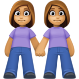 女性牵手:中等肤色emoji素材一 160x160像素