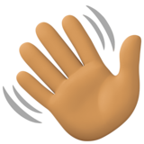 挥手:中等肤色emoji素材一 160x160像素