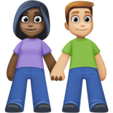 男女牵手:深色肤色,中浅肤色emoji素材一 160x160像素