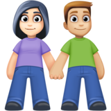 男女牵手:浅肤色,中浅肤色emoji素材一 160x160像素