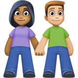 男女牵手:中暗肤色,中浅肤色emoji素材一 160x160像素