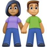 男女牵手:中深色肤色,中肤色emoji素材一 160x160像素