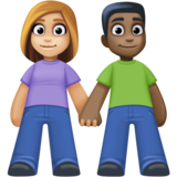 男女牵手:中浅肤色,深色肤色emoji素材一 160x160像素