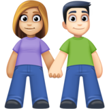 男女牵手:中浅肤色,浅肤色emoji素材一 160x160像素