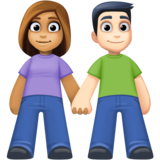 男女牵手:中肤色,浅肤色emoji素材一 160x160像素