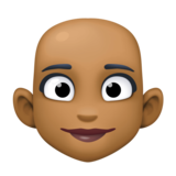 女性:中黑肤色,秃顶emoji素材一 160x160像素