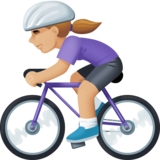 女子自行车运动:中浅肤色emoji素材一 160x160像素
