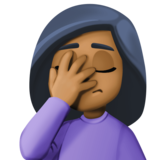 女性面部按摩:中等深色肤色emoji素材一 160x160像素