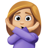 打“不”手势的女人:中等浅肤色emoji素材一 160x160像素