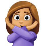 打“不”手势的女人:中等肤色emoji素材一 160x160像素