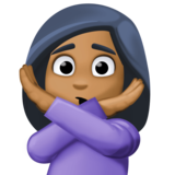 打“不”手势的女人:中黑肤色emoji素材一 160x160像素