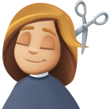 女士理发:中等浅肤色emoji素材一 160x160像素