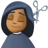 女士理发:中等深色肤色emoji素材一 160x160像素