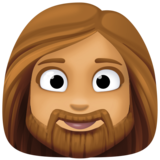 有络腮胡子的女人: 中等肤色emoji素材一 160x160像素