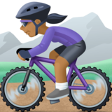 女子山地自行车:中等深色肤色emoji素材一 160x160像素