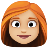 女性:中浅肤色,红发emoji素材一 160x160像素