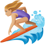 女子冲浪:中浅肤色emoji素材一 160x160像素