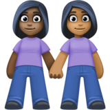 女性牵手:深色肤色,中深色肤色emoji素材一 160x160像素