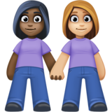 女性牵手:深色肤色,中浅肤色emoji素材一 160x160像素