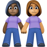 女性牵手:深色肤色,中等肤色emoji素材一 160x160像素