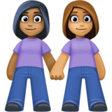 女性牵手:中深色肤色,中肤色emoji素材一 160x160像素