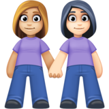 女性牵手:中浅肤色,浅肤色emoji素材一 160x160像素
