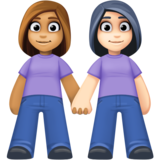 女性牵手:中等肤色,浅肤色emoji素材一 160x160像素
